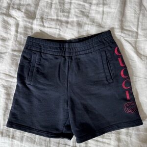 Gucci Boy’s Blue Shorts with Red Logo Size 6